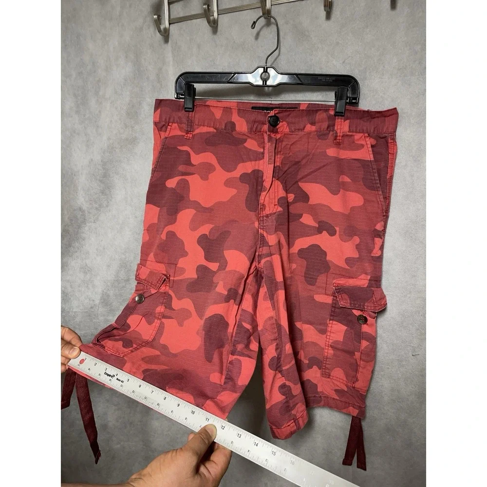 Southpole Shorts Men's 36 Red Camo Ripstop Cargo Red Label Utility Casual 12